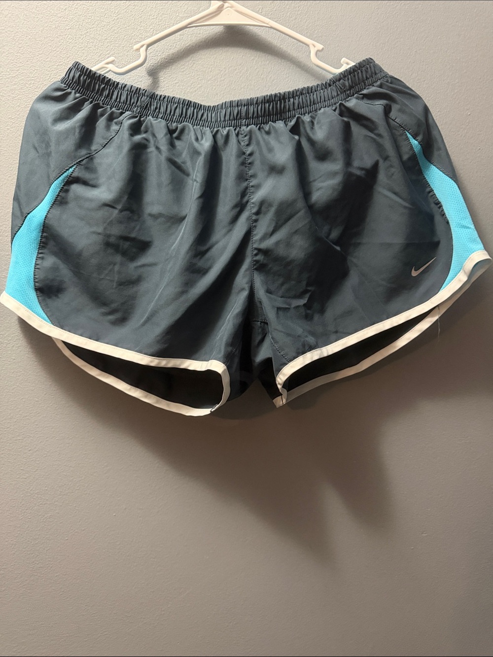 Nike Women's Charcoal Athletic Shorts with Teal Accents